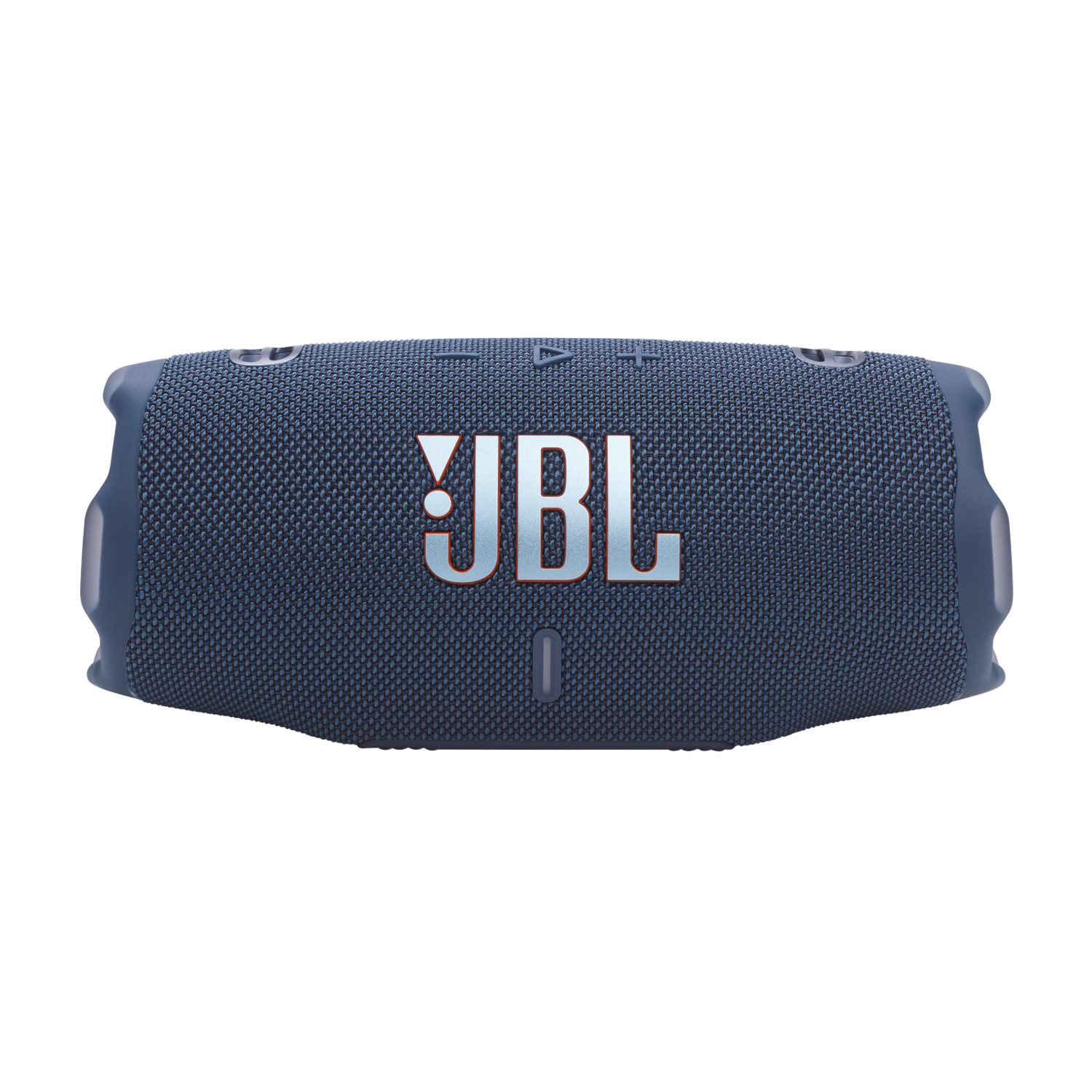 Blue JBL speaker with the JBL logo, set against a dark background.