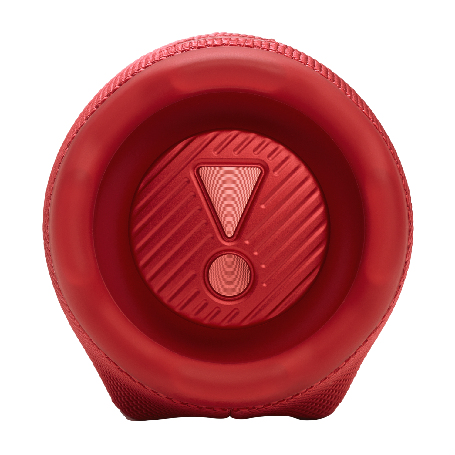 A red JBL speaker with an exclamation point design on the end, black background.