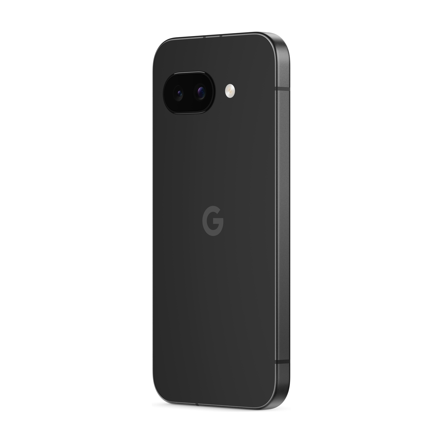 Telefono Google Pixel nero, vista posteriore, con doppia fotocamera e logo G.