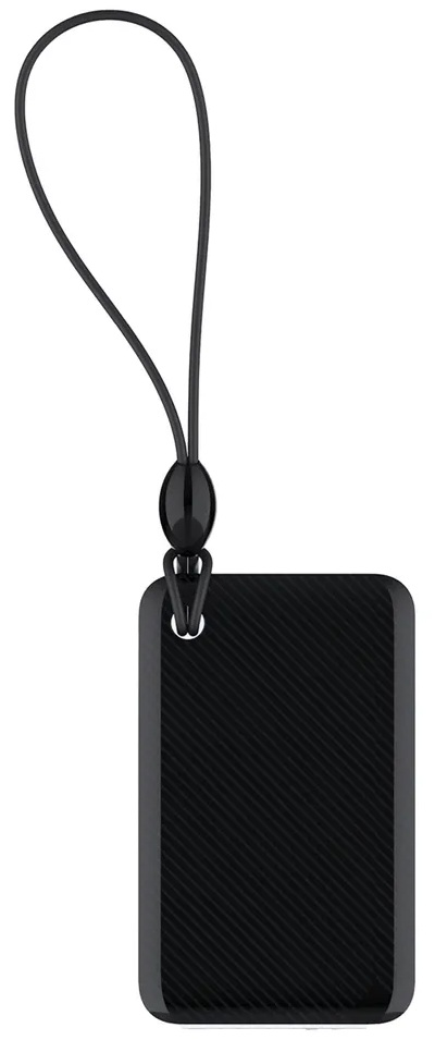 Czarny uchwyt na telefon w stylu smyczy z czarną smyczą.