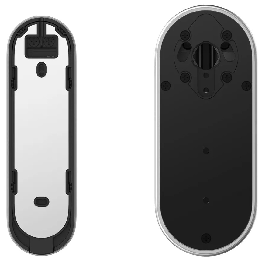 Dwa białe, owalne obiekty, jeden z elementami.