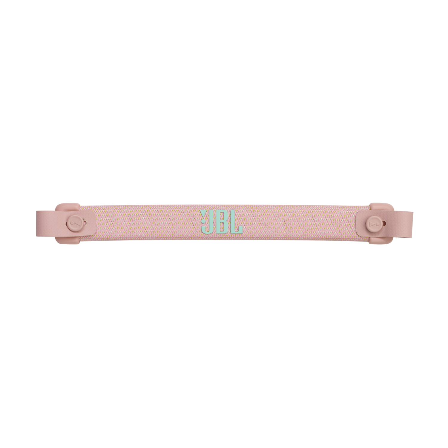 A pink JBL headband with the JBL logo in the middle.