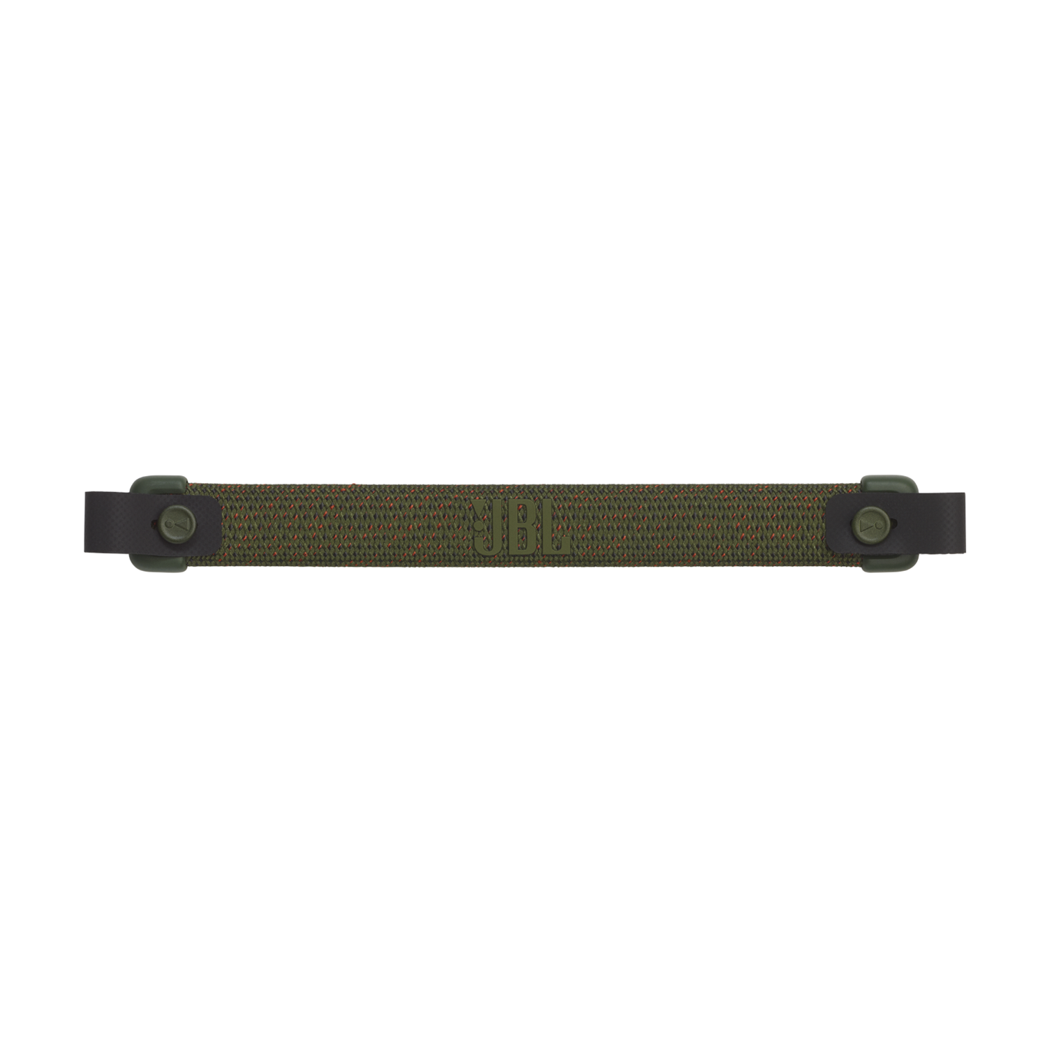 Grünes und braunes JBL-Stirnband, schwarz an den Enden, JBL-Logo in der Mitte.