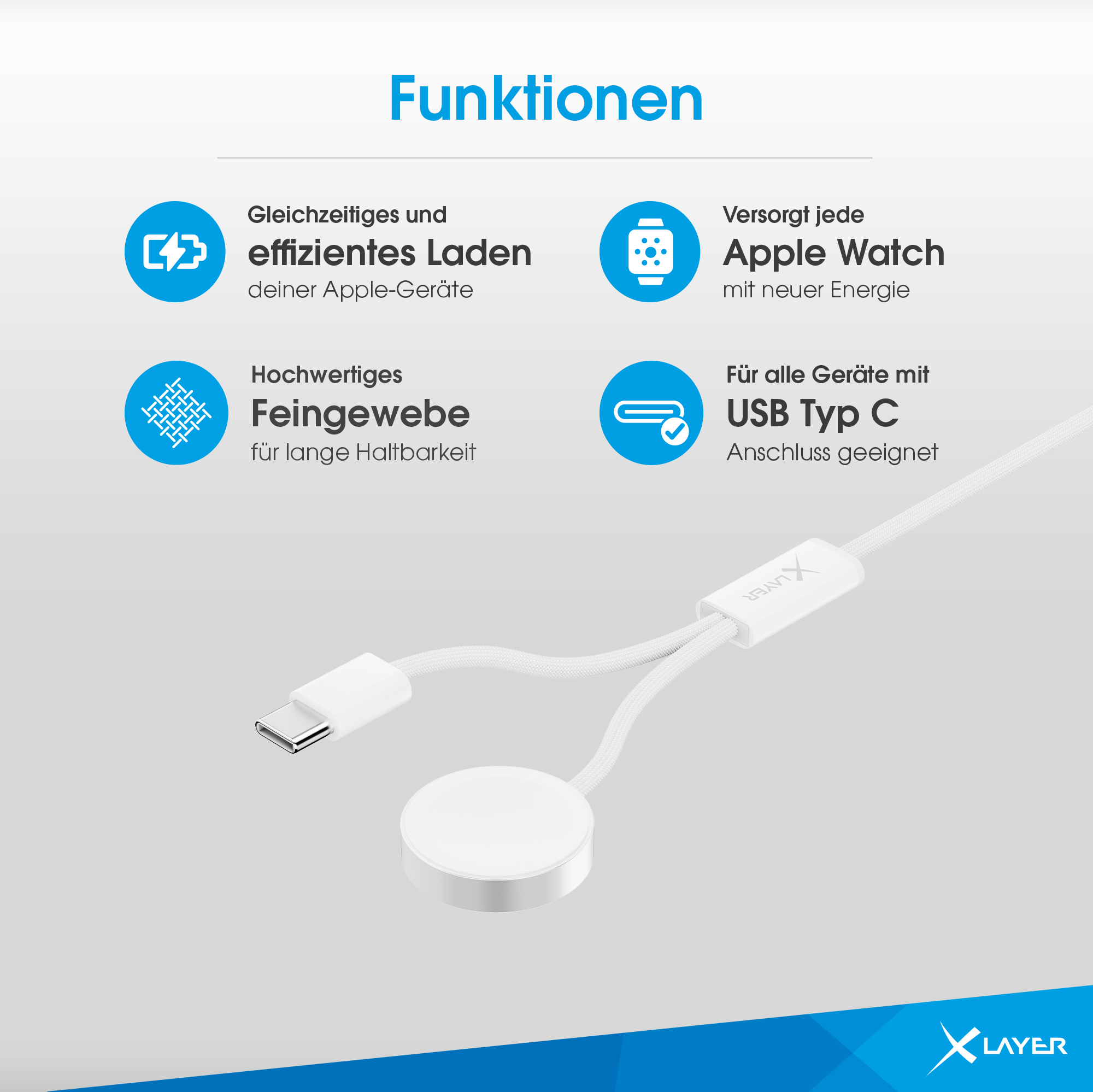 Diagram szöveggel, amely az Apple Watch töltőállomás funkcióit mutatja.