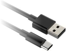 Fekete USB-C - USB kábel, fekete csatlakozók, szürke kábel.