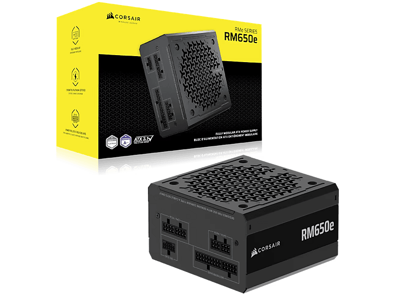 CORSAIR RMe Series RM650e 650 Watt PC Netzteil, ATX 3.1, 120-mm-Lüfter, Schwarz — Foto 4 von 5