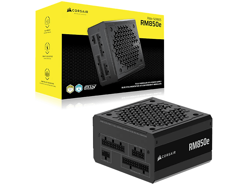 CORSAIR RMe Series RM850e 850 Watt PC Netzteil, ATX 3.1, 120-mm-Lüfter, Schwarz — Foto 4 von 5