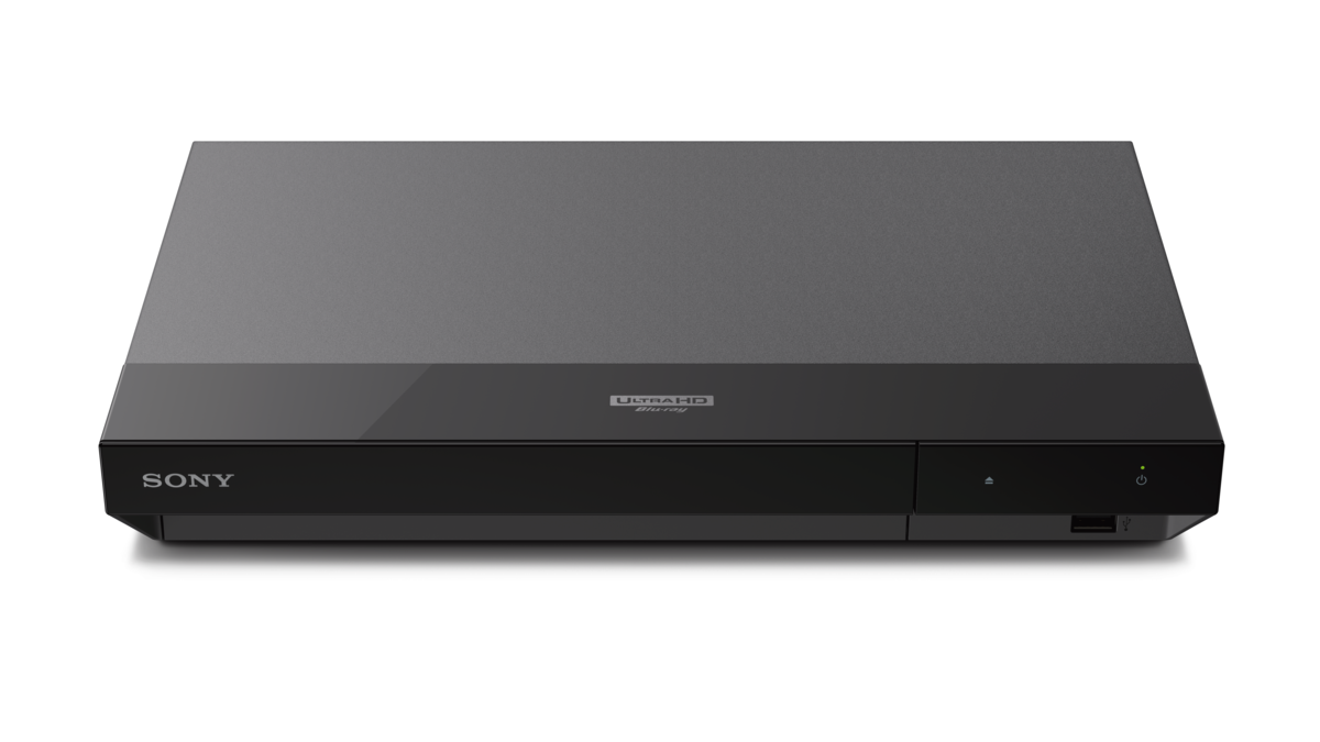 Un reproductor Blu-ray Ultra HD negro de Sony sobre fondo blanco.