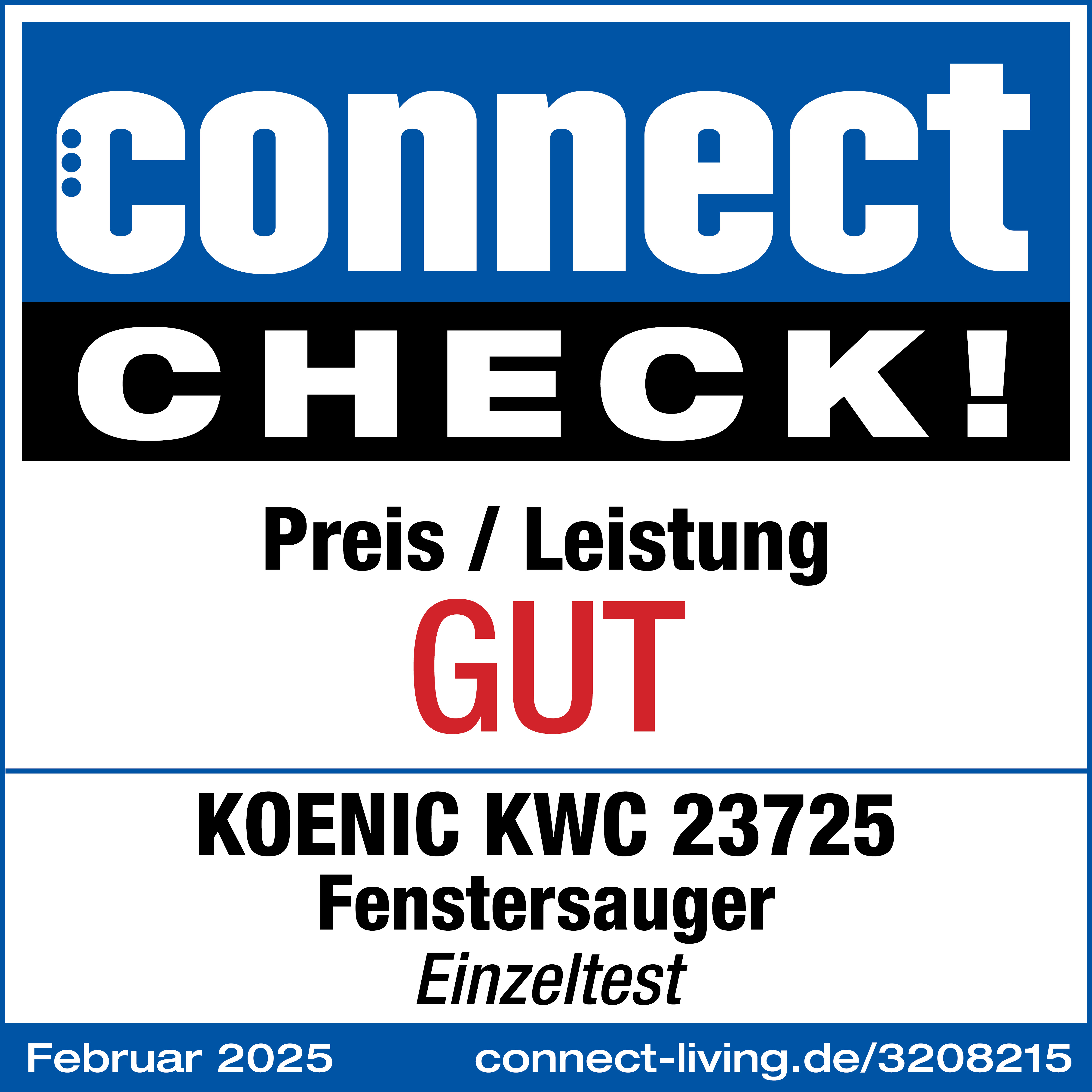 Eine Produktbewertung mit den Worten "connect CHECK!" und "Preis / Leistung GUT".