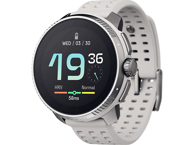 Reloj deportivo - Suunto Race Birch, White, 22mm, 1.43", Silicona, 16 días Autonomía, AMOLED