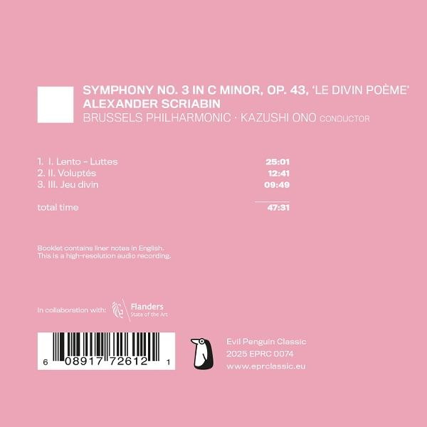 Ein rosa CD-Cover mit Text. Es enthält Informationen über eine Symphonie und die an der Aufführung beteiligten Künstler.