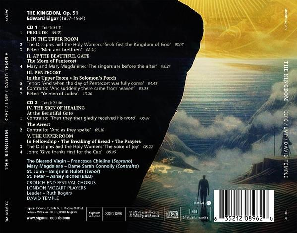 CD-Cover mit Text und Noten. Erwähnt 'Edward Elgar' und 'David Temple'.