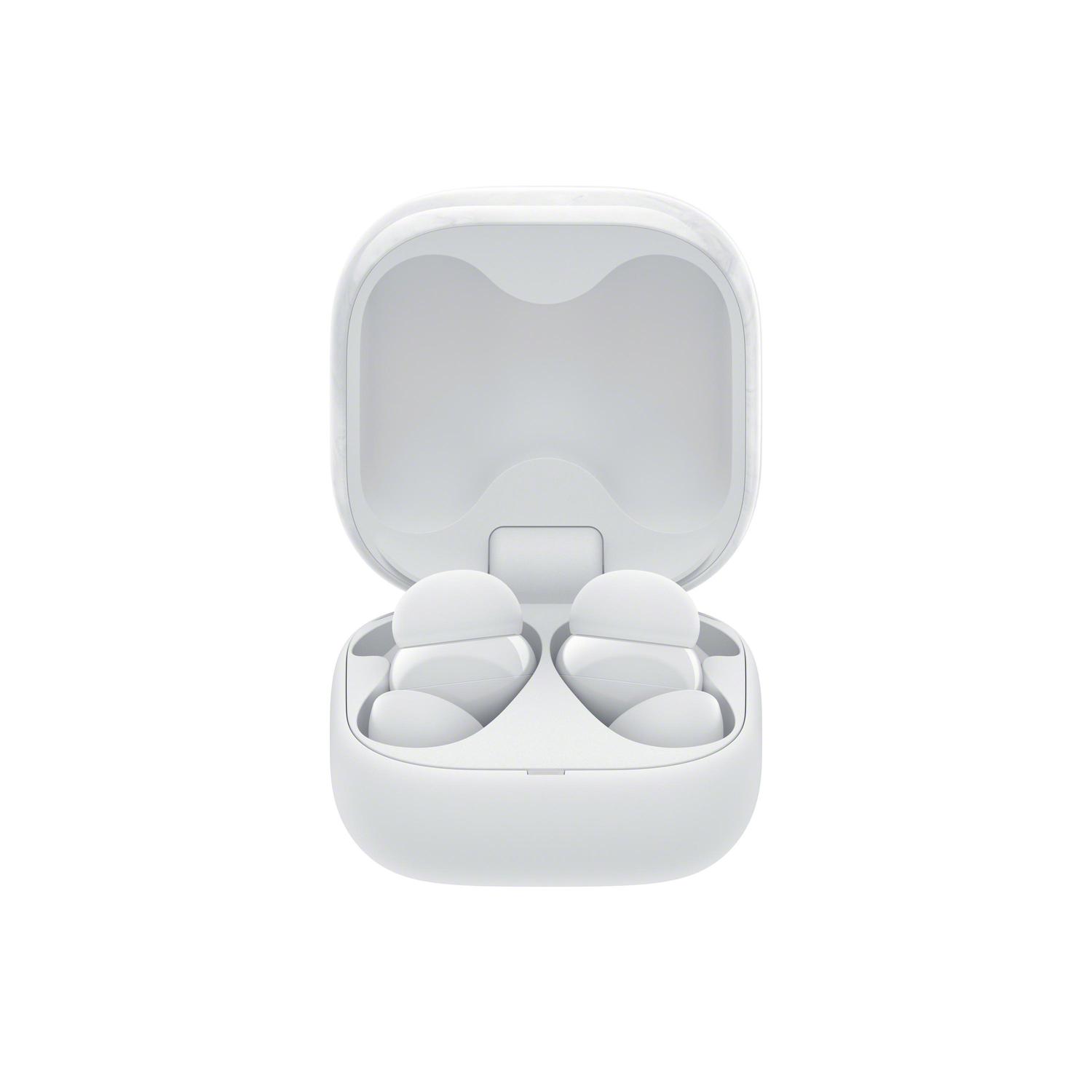 Witte oordopjes in een hoesje.