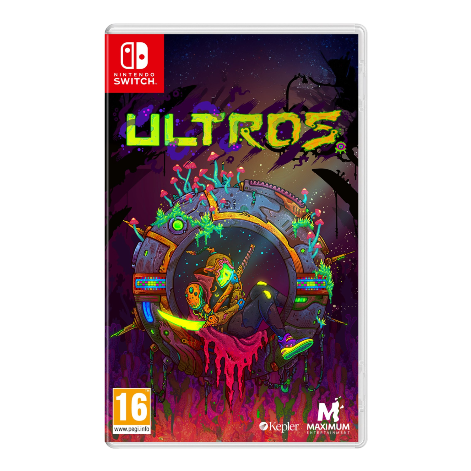 Ultros gamecover op een Nintendo Switch gamehoesje.