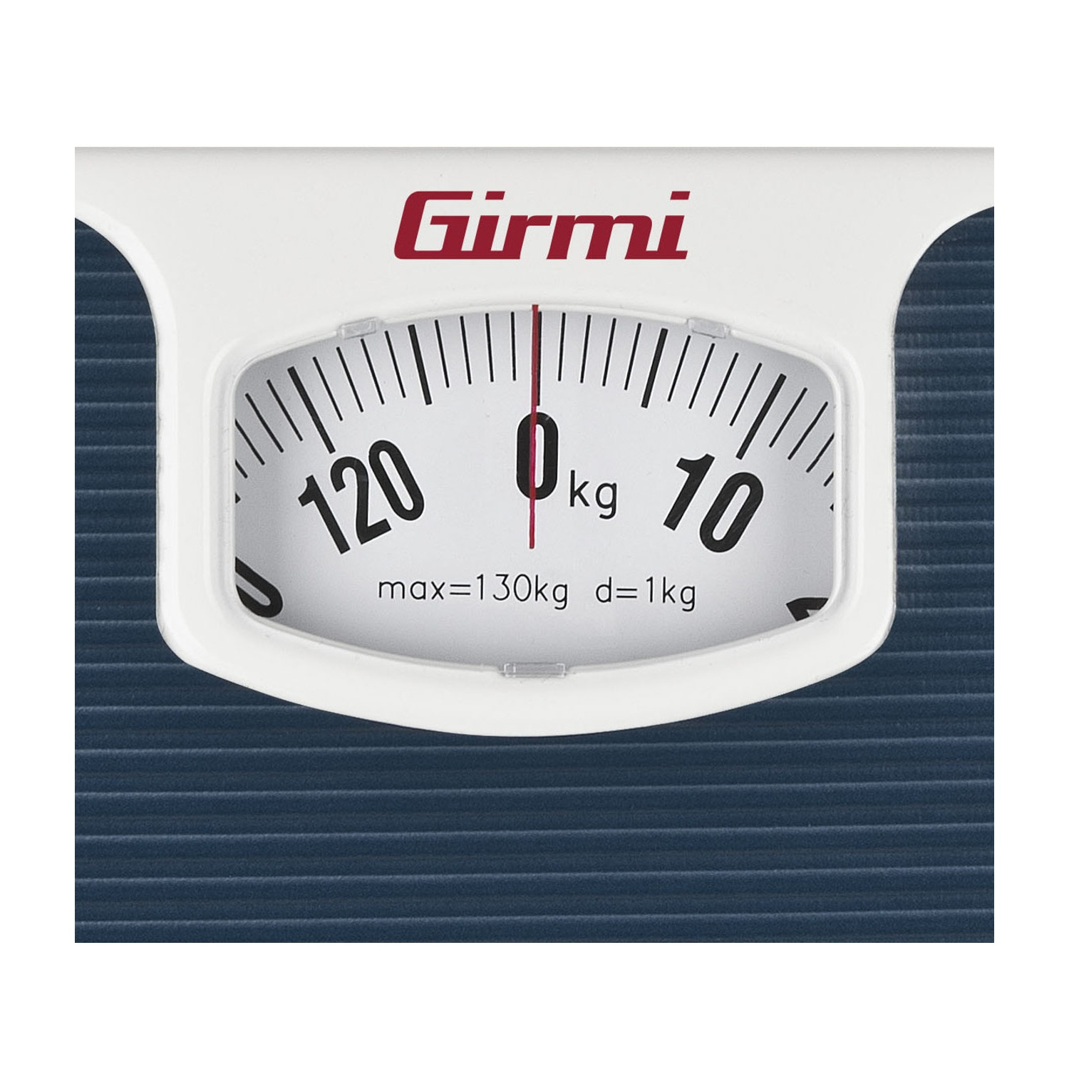 Bilancia che mostra 0 kg, max 130 kg, marchio Girmi.