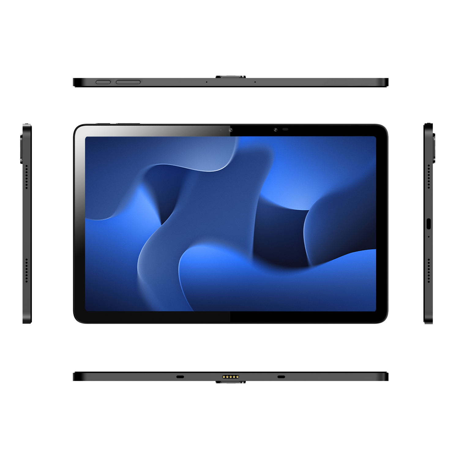Çoklu yan görünümlere sahip bir tablet.