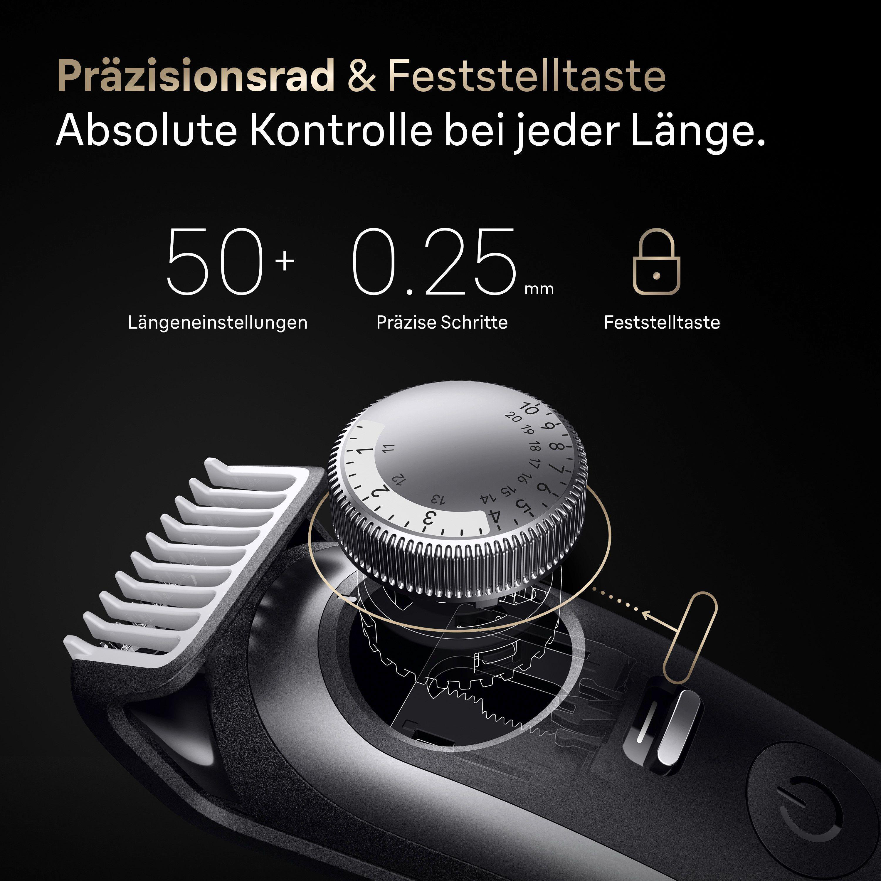 Nahaufnahme eines Trimmers, der das Präzisionsrad und die Einstellungen zeigt.