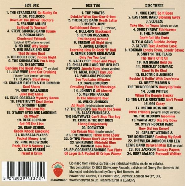 CD-Hülle mit Songtexten und Namen auf jeder Disc, mit einem Erdbeerlogo.
