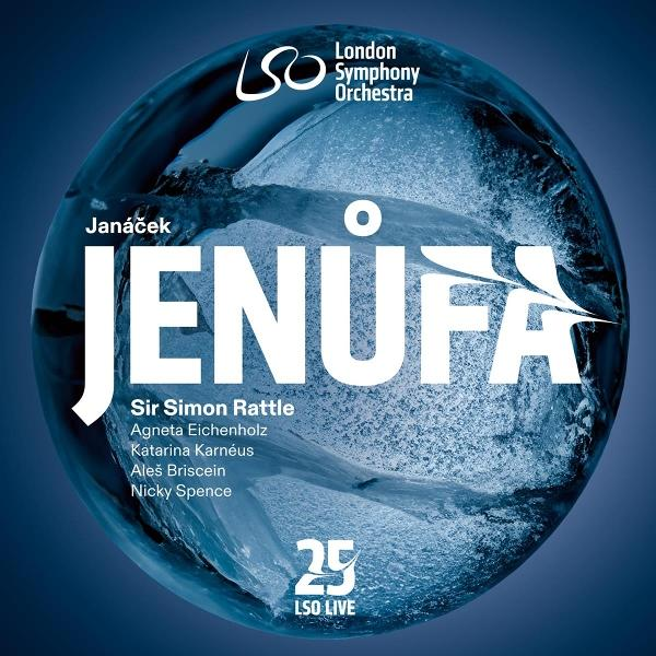 Albumcover für 'Jenůfa' mit blauem Design und Text 'London Symphony Orchestra'.