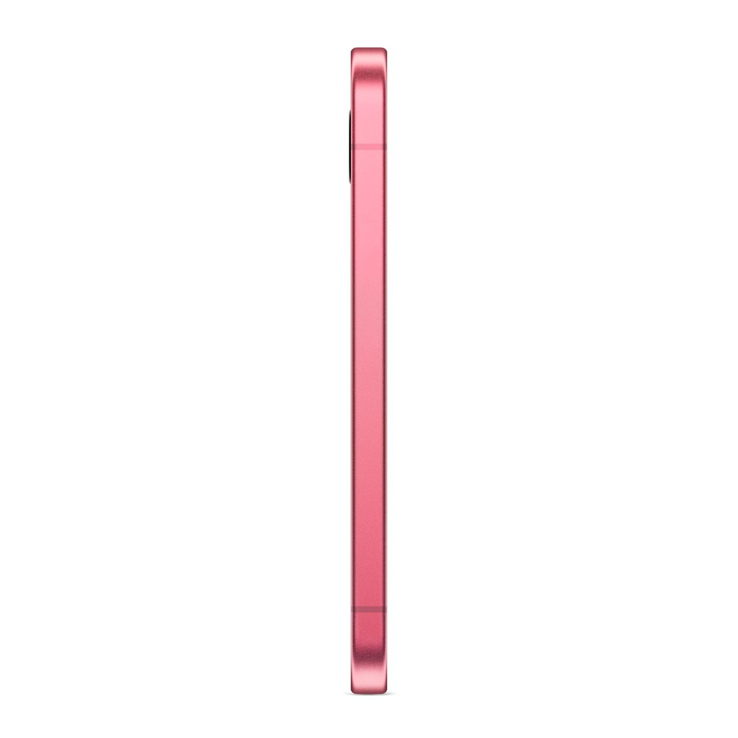 A slim, pink phone, side view, on a white background.