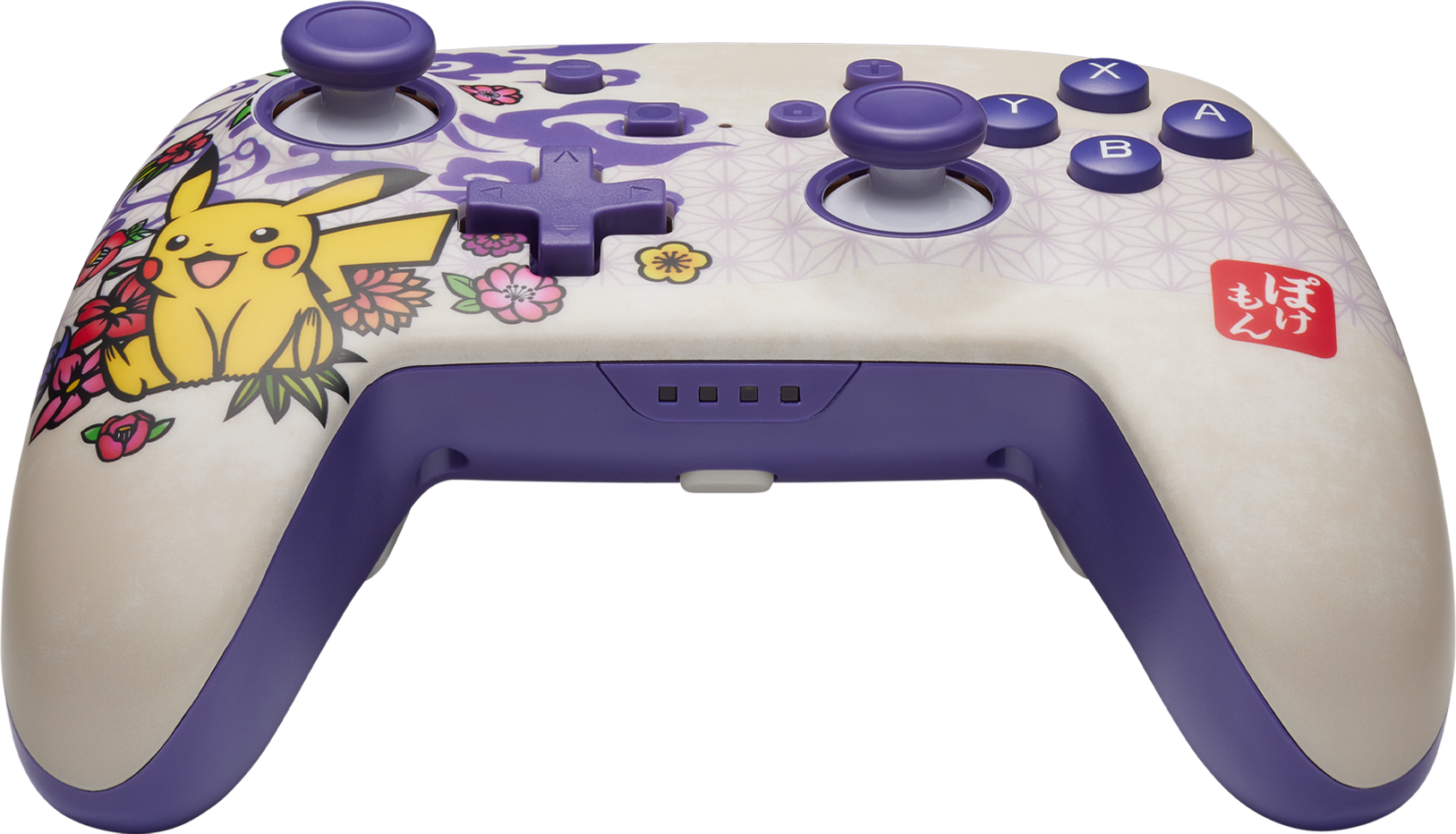 Nintendo Switch kontroller. Pikachu design japán szöveggel. Gombok, karok.