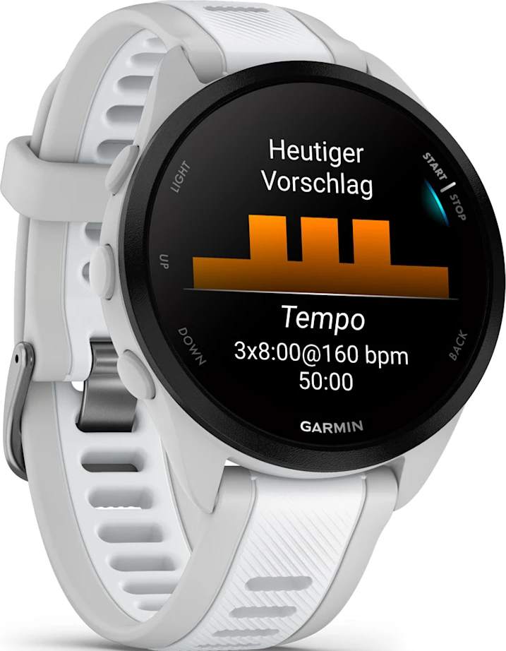 Garmin Smartwatch mit Anzeige von Trainingsdaten.