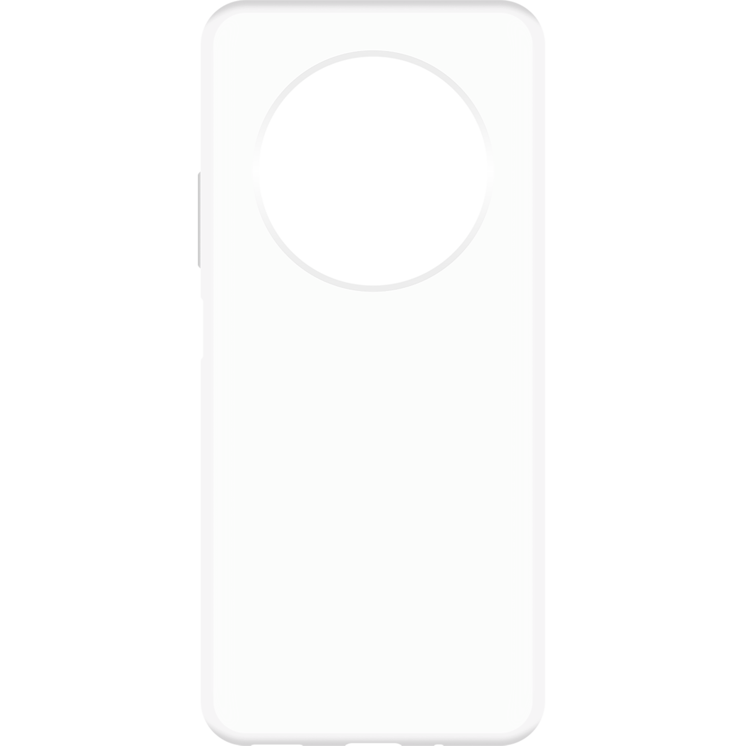 Witte telefoon met een grote zwarte cameracirkel. Zwarte achtergrond.