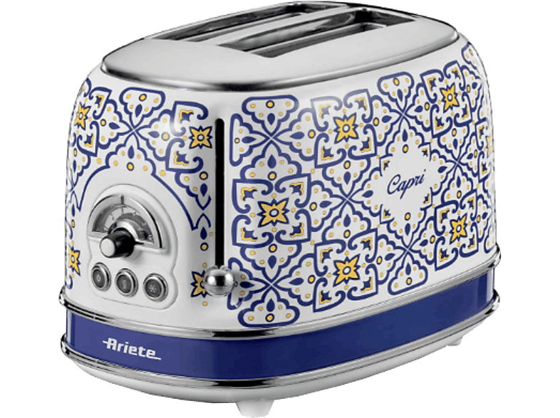 Tostadora - Ariete Capri, 810 W, 2 Ranuras, Rebanadas, 6 Niveles de Tostado, Azul/Blanco