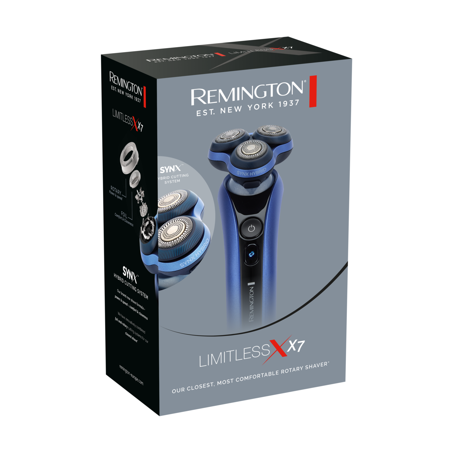 Remington electric shaver box with a shaver in the box.