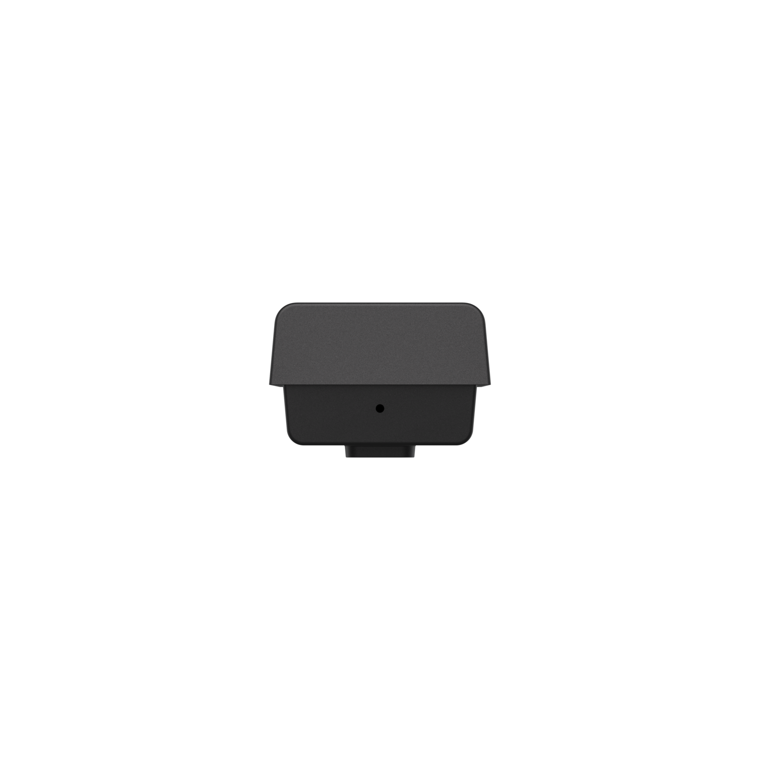 Un petit appareil rectangulaire noir avec un dessus arrondi, sur fond noir.