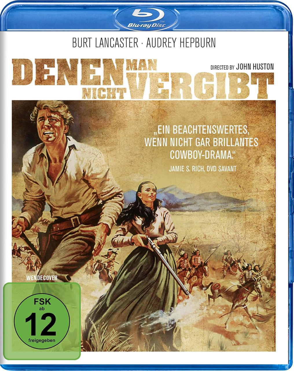 Blu-ray-Cover für 'The Unforgiven' mit Burt Lancaster und Audrey Hepburn.