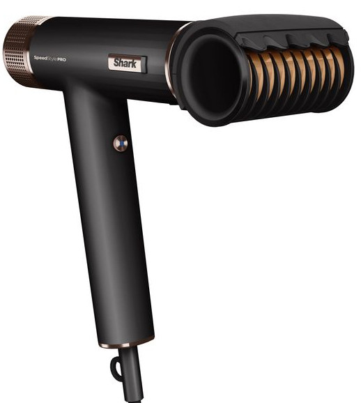 Czarna suszarka do włosów Shark SpeedStyle PRO z nakładką do stylizacji.