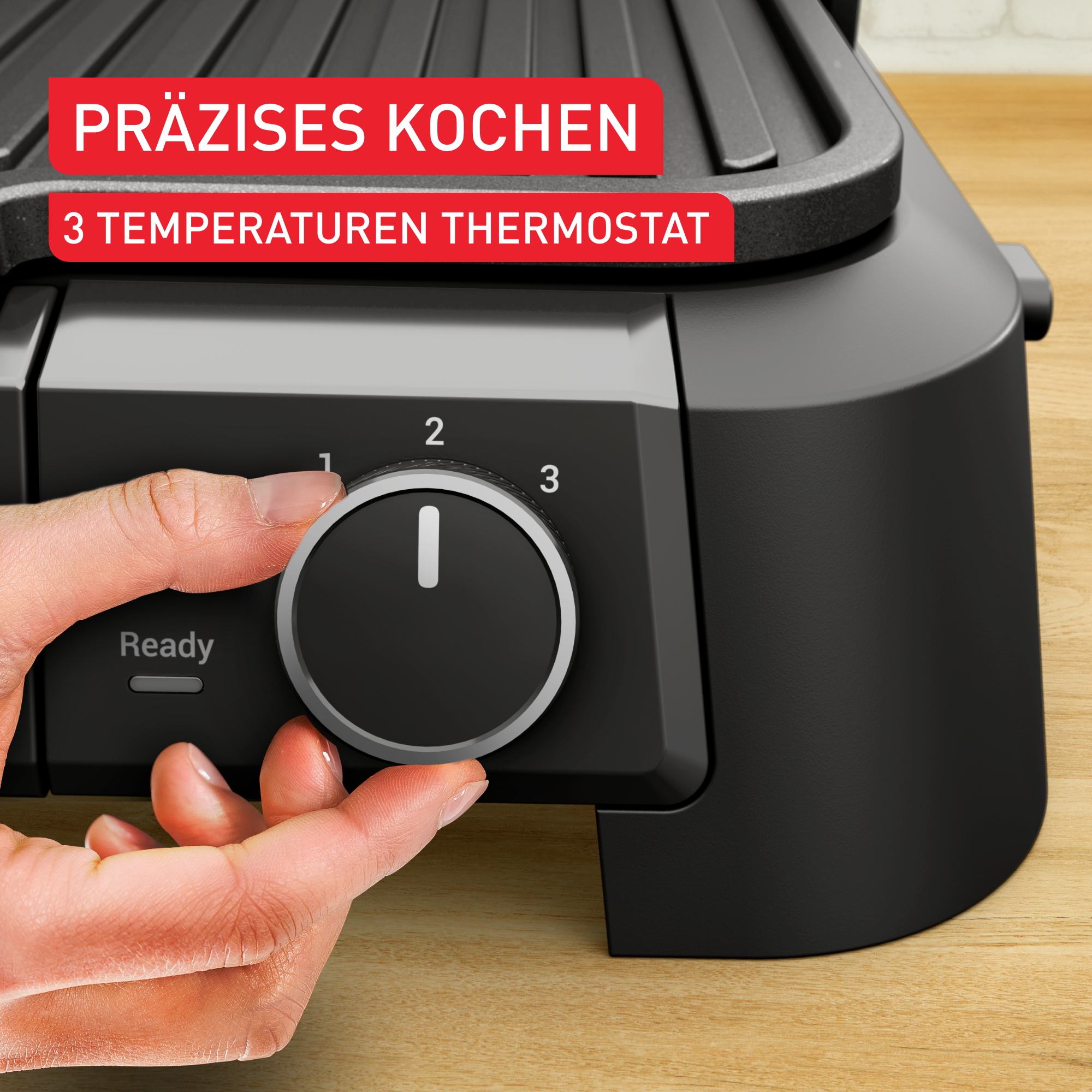 Grill-Drehknopf wird auf die Zahl 2 gestellt.