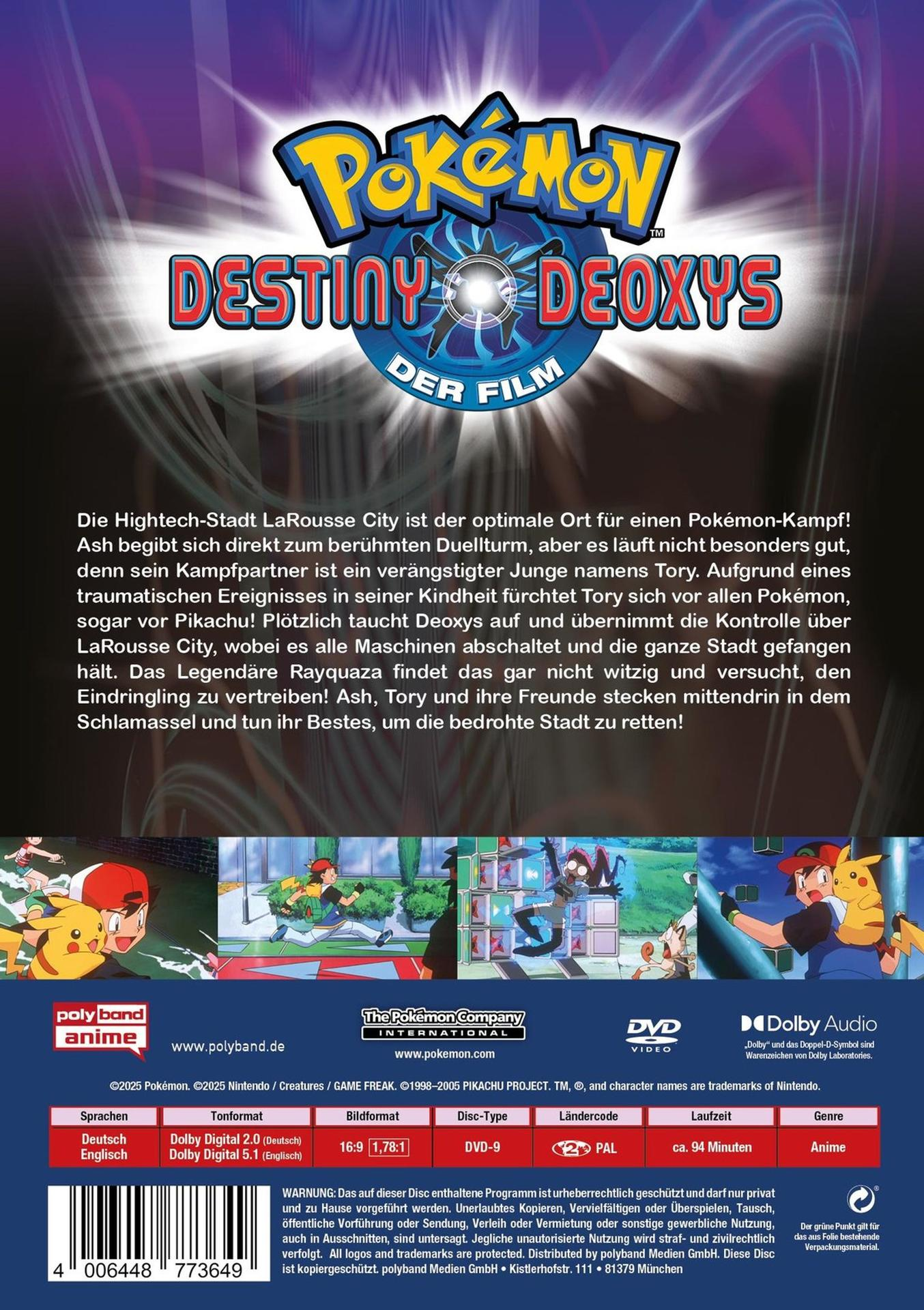 Rückseite einer Pokémon-Film-DVD-Hülle. Deutscher Text.
