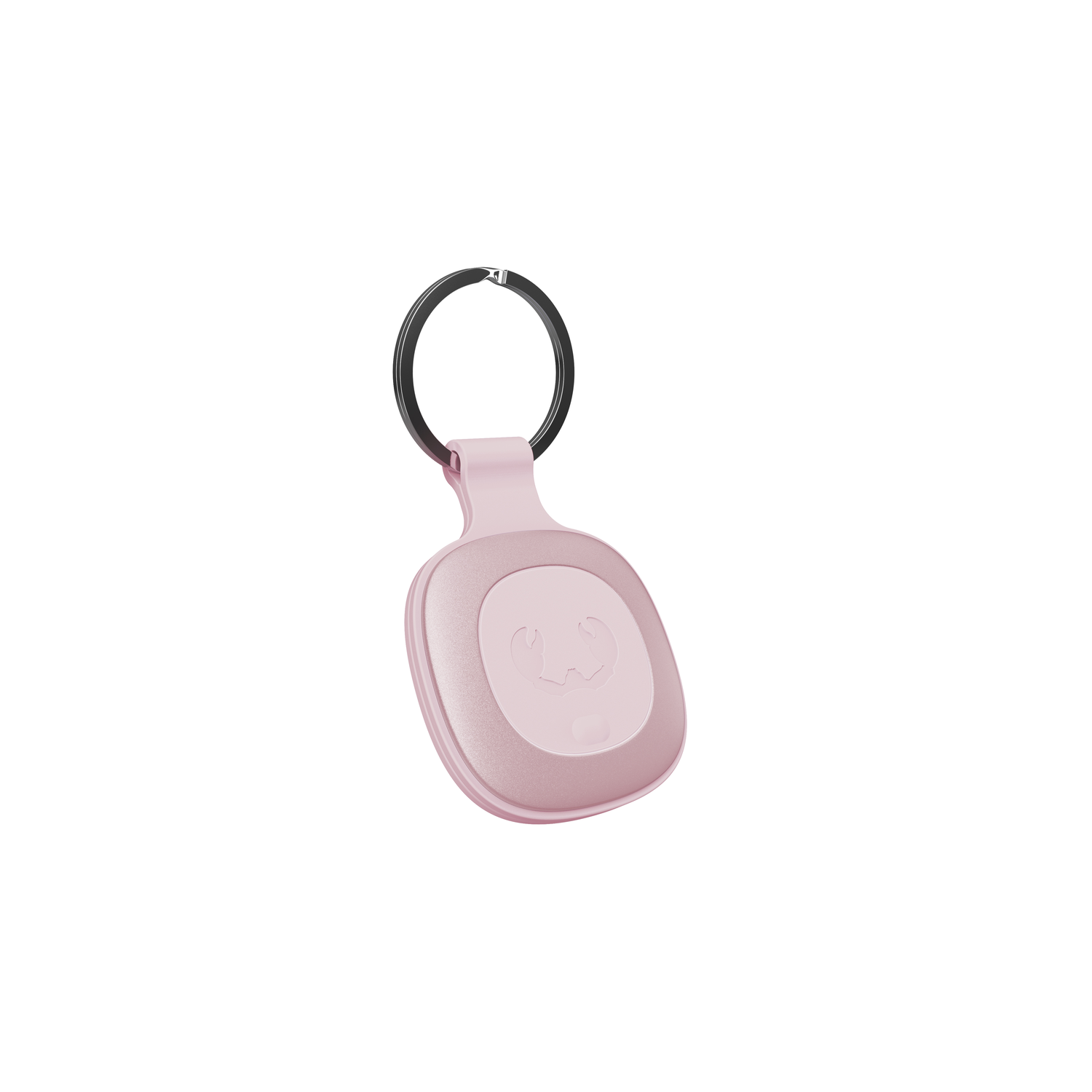 Roze sleutelhanger met een trackapparaat, met een zwarte ring.