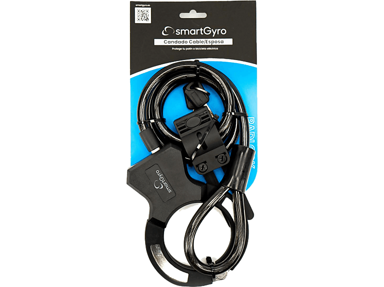 Accesorio patinete eléctrico - smartGyro SG27-531, Candado con 2 llaves para patinetes eléctricos y bicicletas, 120 cm Cable, Negro