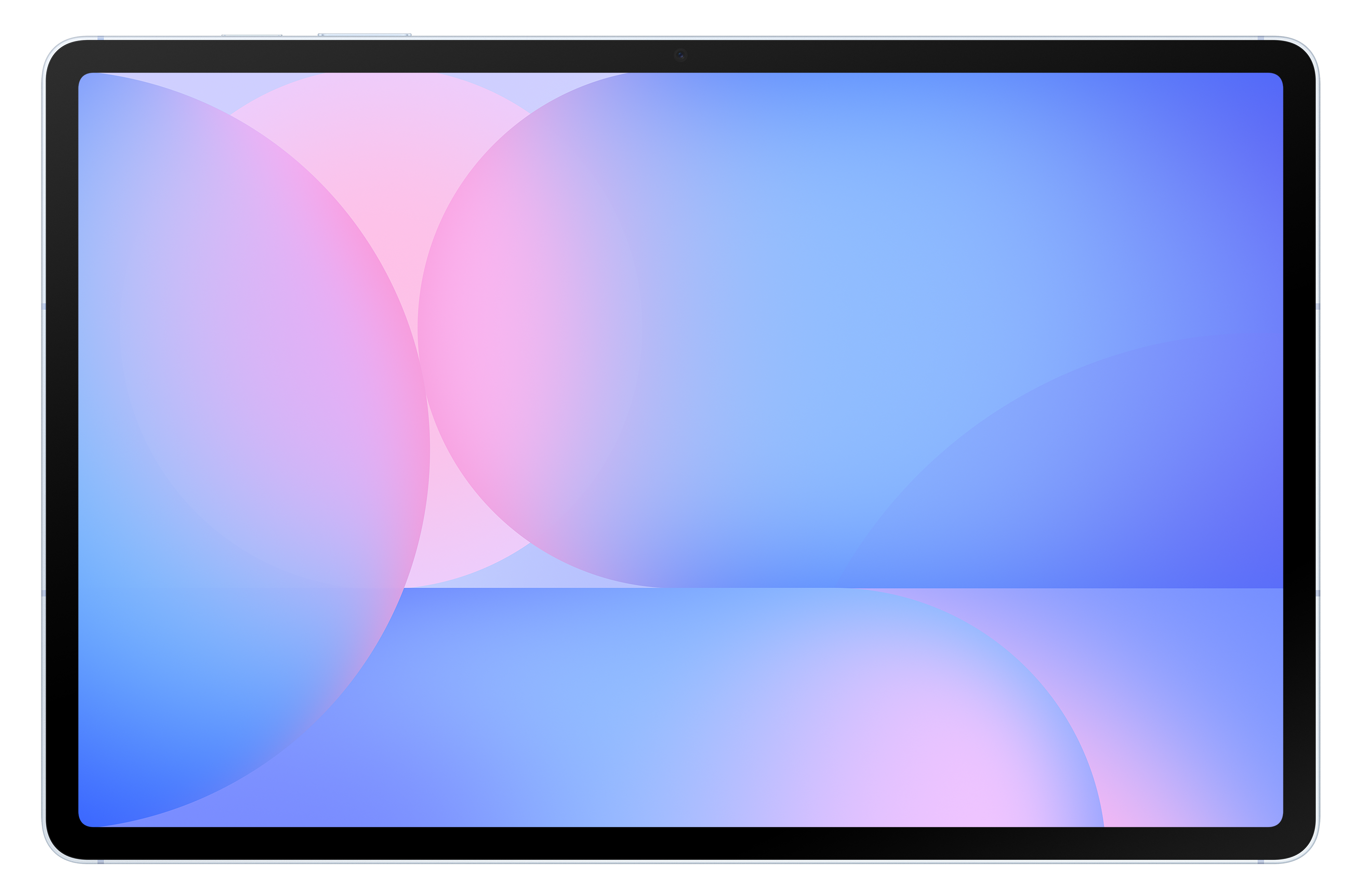 Tablet z kolorowym abstrakcyjnym tłem, na czarnym tle.