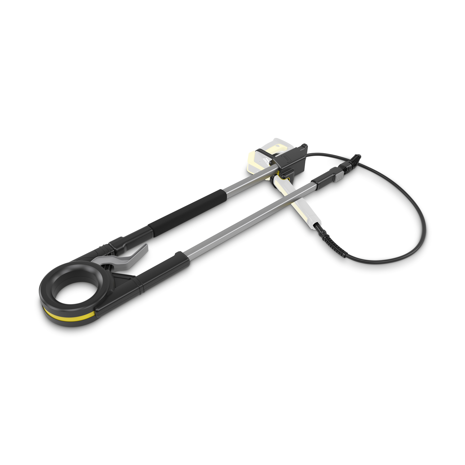 A Kärcher cleaning tool. Black and yellow, with a long handle and a loop.