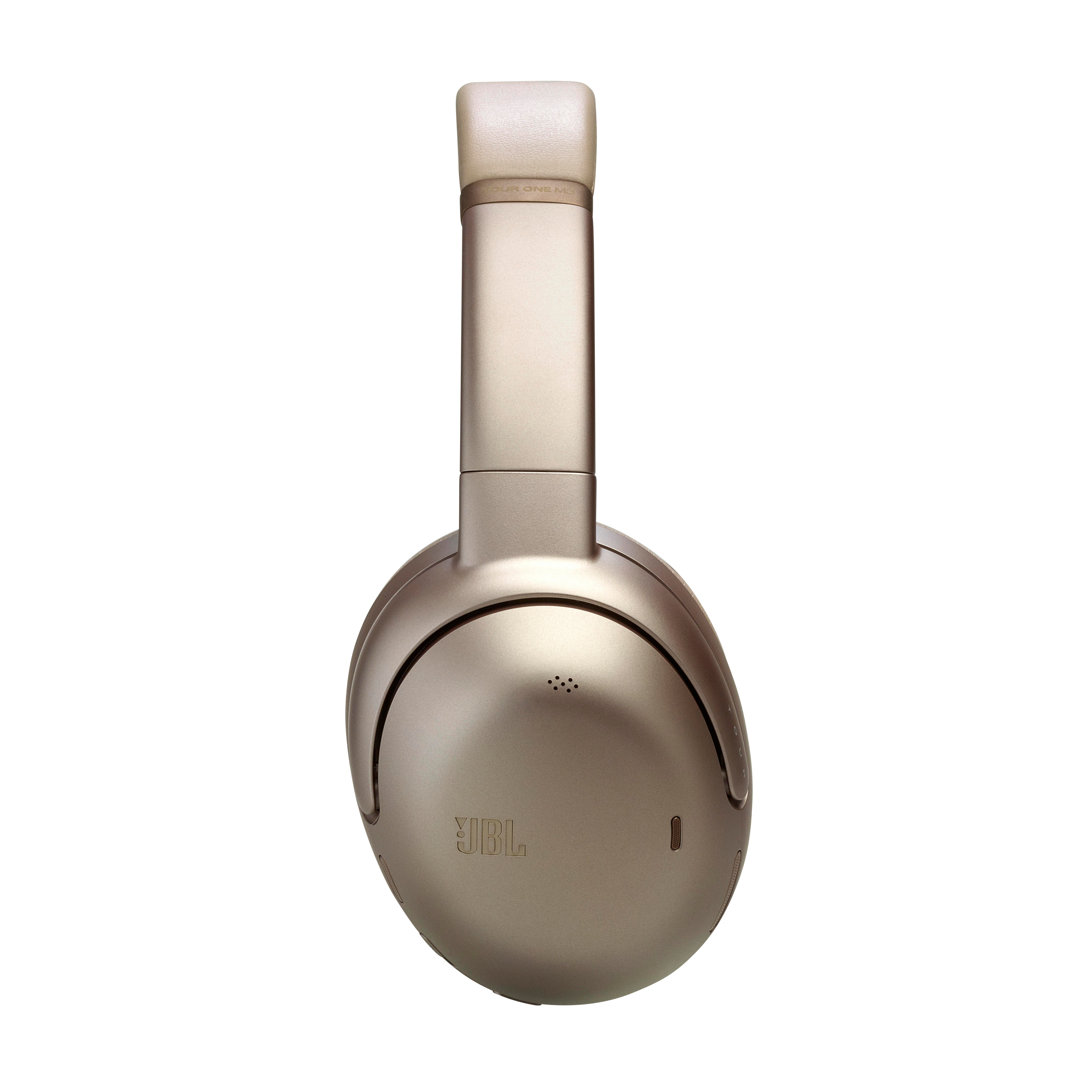 Goldfarbene JBL Kopfhörer. Die Kopfhörer sind von der Seite gezeigt, mit schlichtem Design.