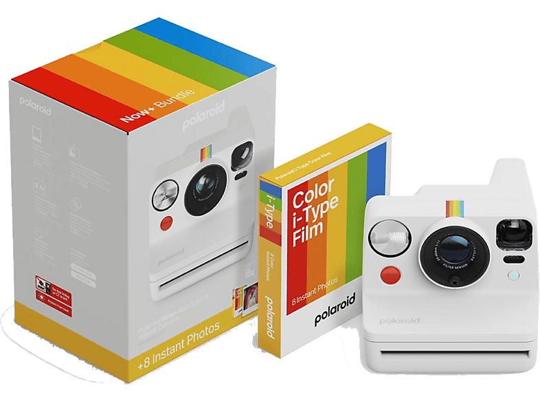 Cámara instantánea - Polaroid Now+ Generación 3 + Color Film i-Type, Bluetooth, Batería recargable, Flash preciso, Blanco