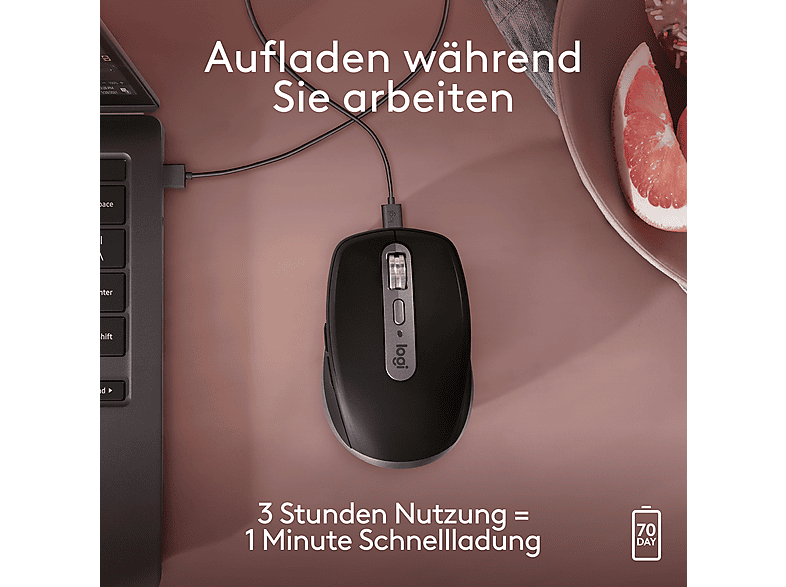 LOGITECH MX Anywhere 3S for Mac, Kabellose Maus, Bluetooth, Grau — Foto 4 von 5