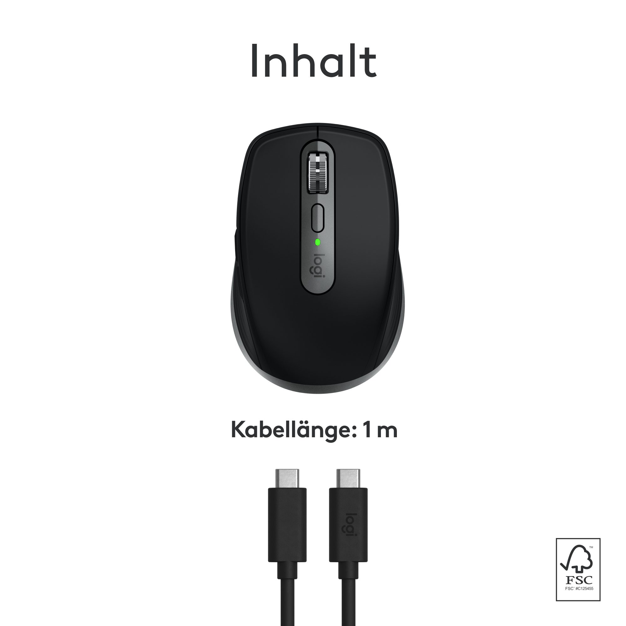 Eine schwarze Maus mit einem Kabel. Die Maus befindet sich auf weißem Hintergrund.