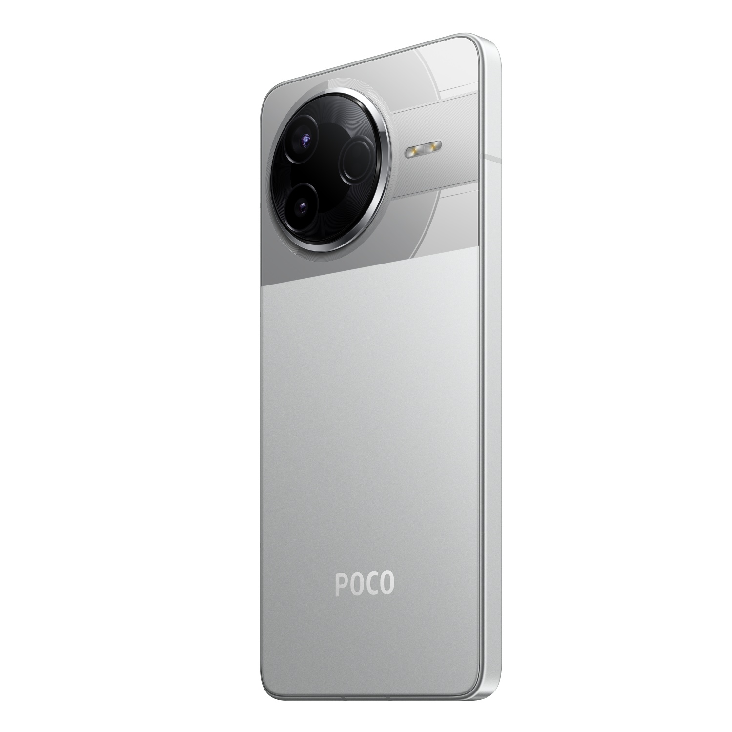 Smartphone with multiple cameras and a white and silver design.