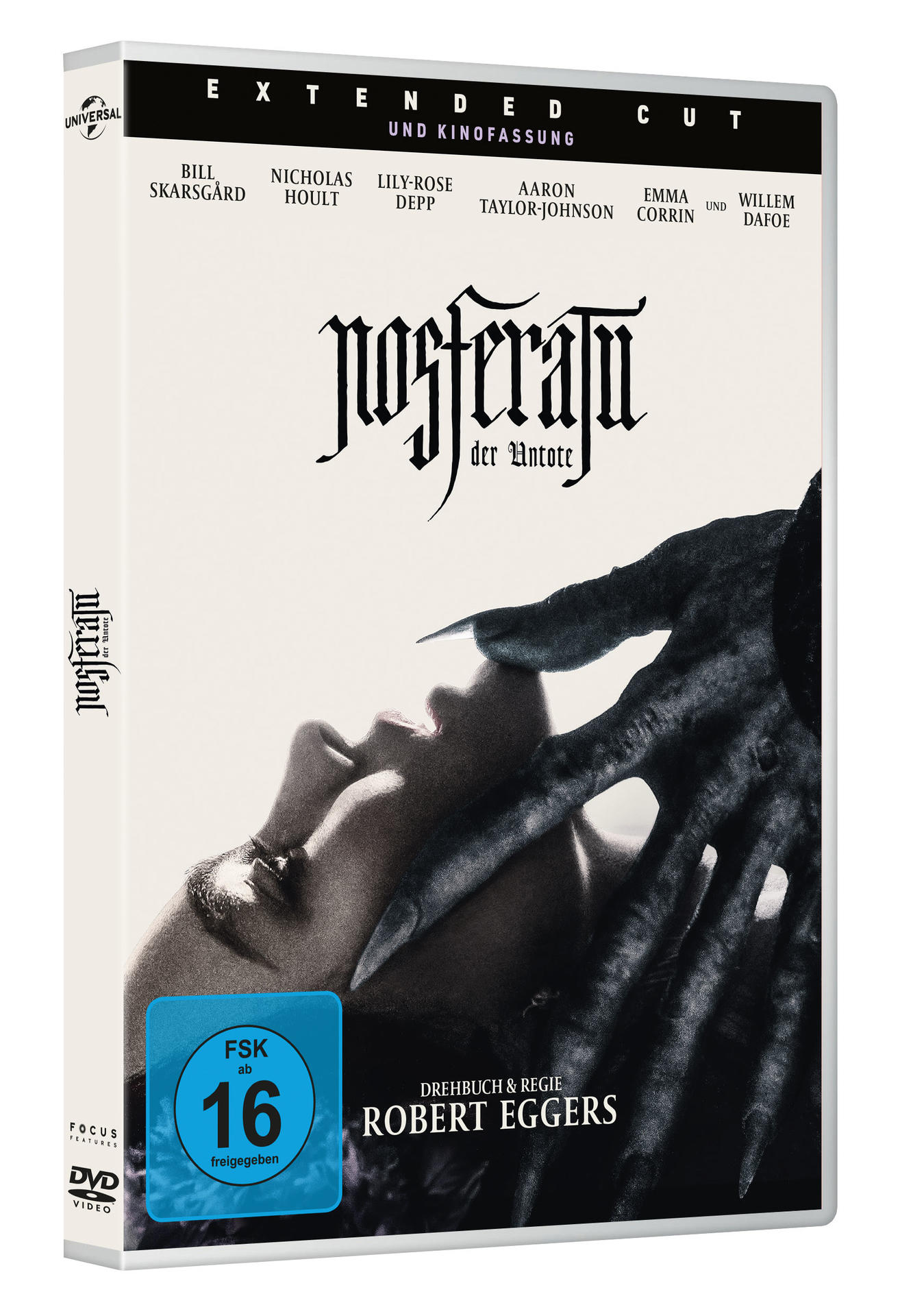 DVD-Cover von Nosferatu. Das Gesicht einer Frau mit einer Hand, die nach ihr greift. Dunkle Farben.