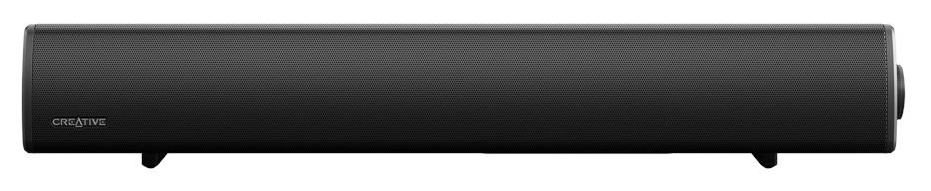 Czarny soundbar z napisem 'CREATIVE'.