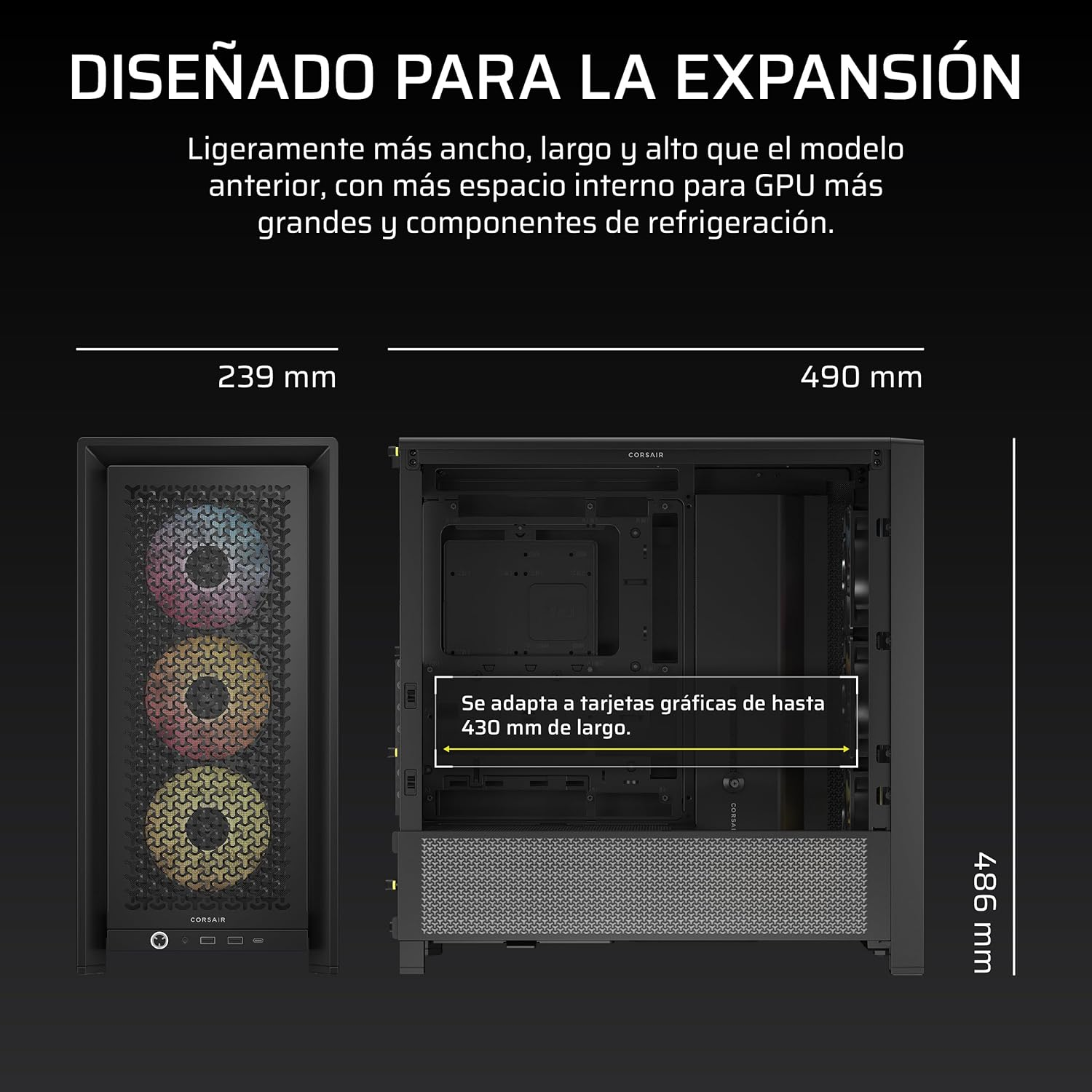 Una caja de computadora con un frente transparente.