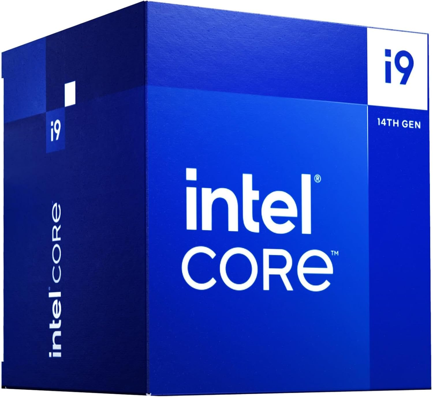 Una caja azul y negra con el logotipo de Intel Core i9.