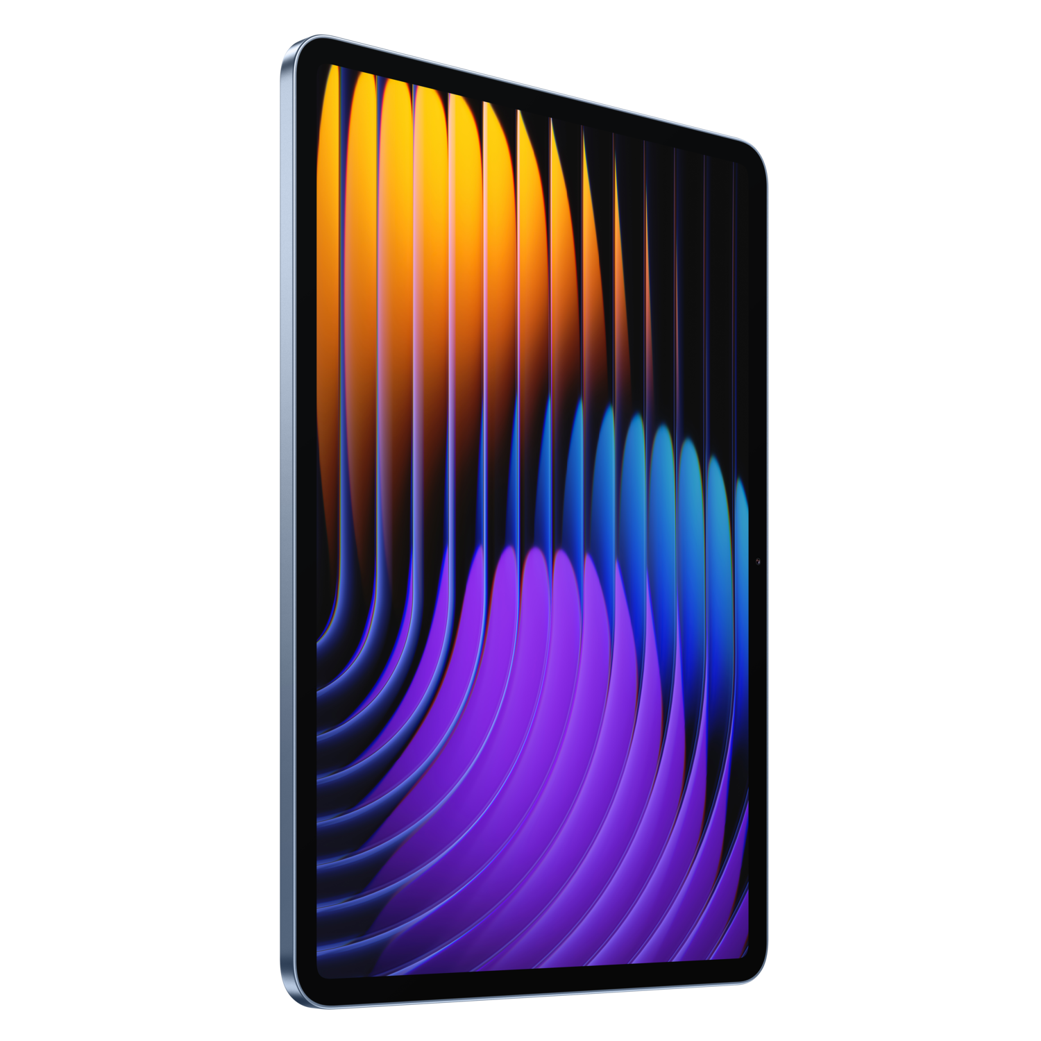 Modern tablet on a black background, displaying a colorful abstract design.