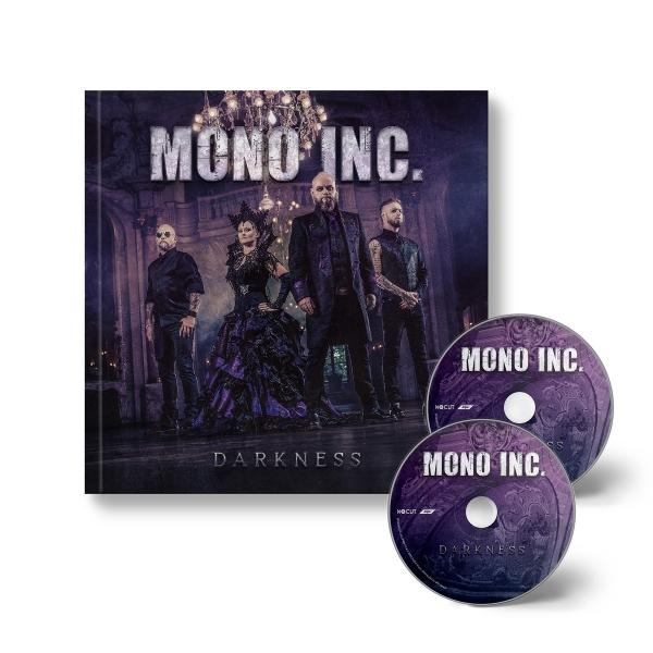 Zwei CDs und ein Buch der Band MONO INC. Das Buch zeigt die Bandmitglieder und den Albumtitel.