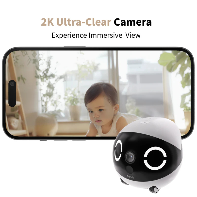 Dziecko na ekranie telefonu z kamerą robota.